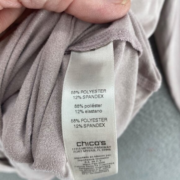 Chicos Top Womens 2 US Large Pink Shimmer Sueded Button Up Collar Long Sleeves - Picture 6 of 10